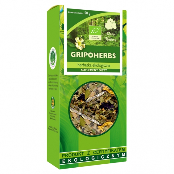 Herbata gripoherbs 50 g BIO Dary Natury cena 8,05zł