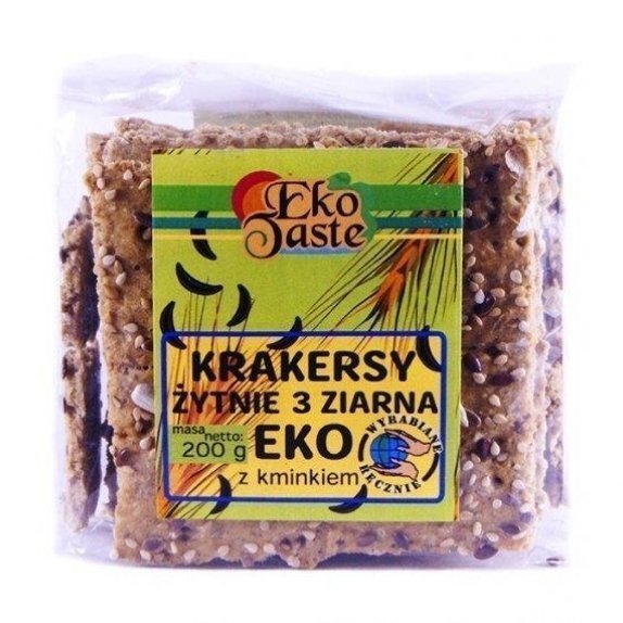 Krakersy żytnie 3 ziarna z kminkiem 200 g Eko Taste cena 8,87zł
