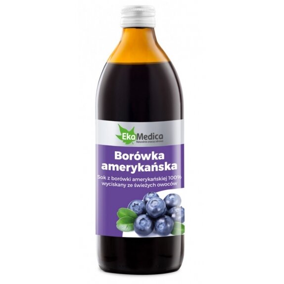 EkaMedica Sok z borówki amerykańskiej 100% 500 ml  cena 7,06$