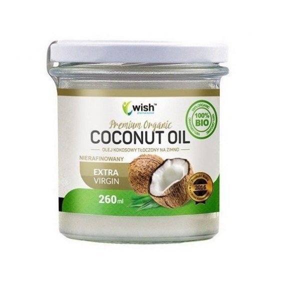 Olej kokosowy tłoczony na zimno, nierafinowany 270 ml Wish cena 22,52zł