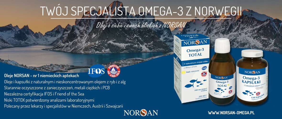 Norsan Omega oleje i kapsułki z naturalnym i nieskoncentrowanym olejek z ryb i alg